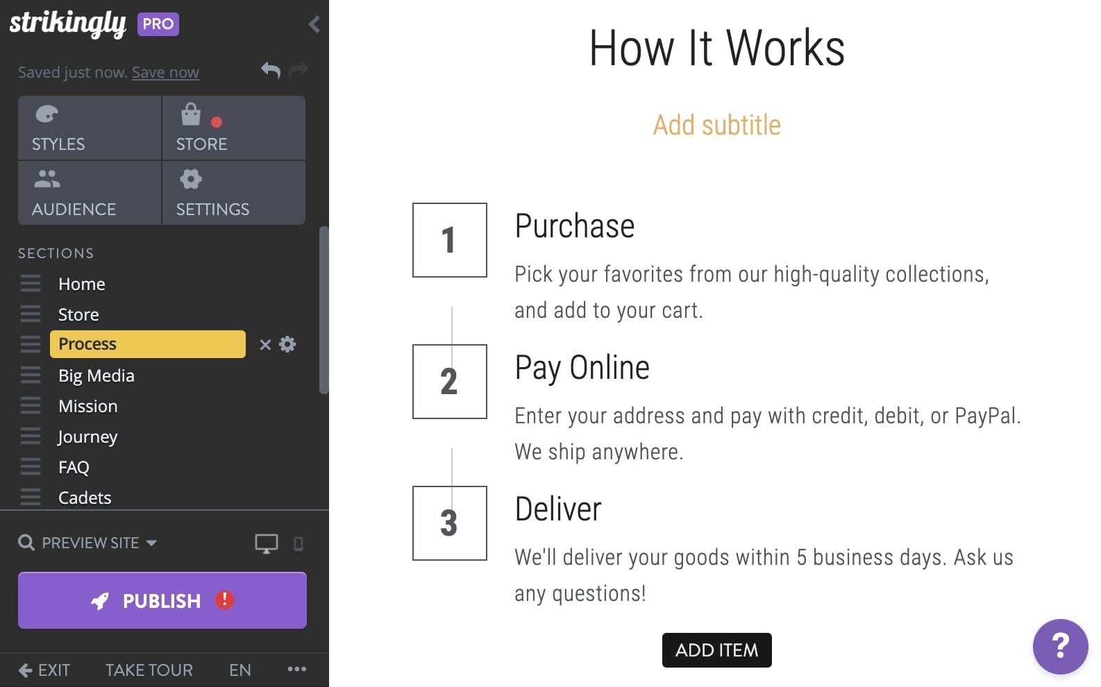 Strikingly Process Section Strikingly Process Section